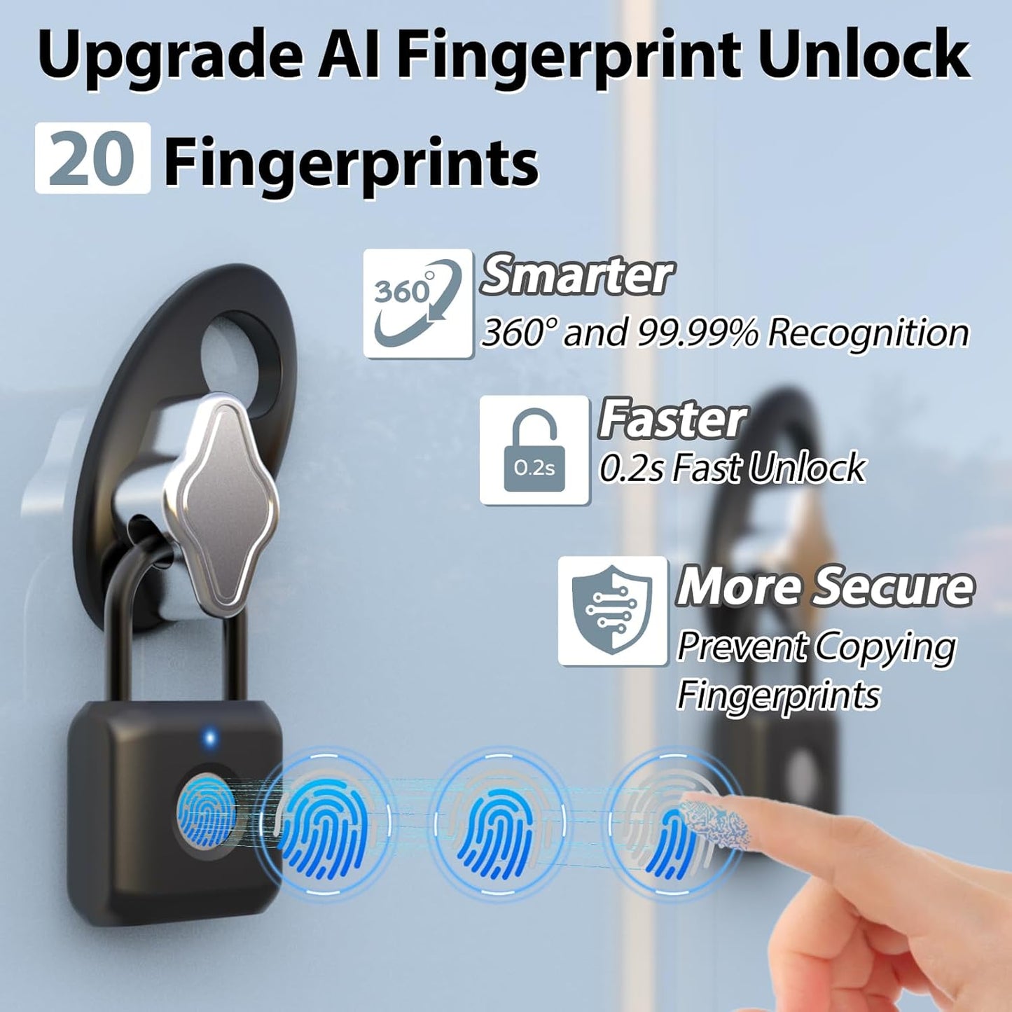Fingerprint Padlock,Smart Padlock APP Control,Gym Locker Lock,Fingerprint Lock USB Rechargeable for Gym Locker,Locker, School,Storage Black